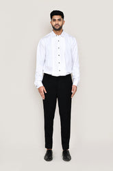 White Kurta with Straight Fit Pant And Jacket